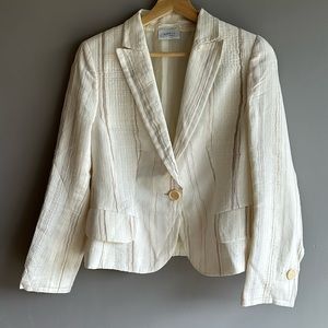 Akris Punto Striped Linen Blend One Button Blazer size 12 new never worn
